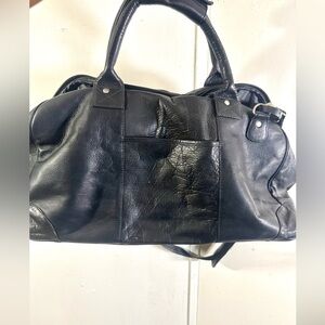 Black Leather Men’s Duffel Bag